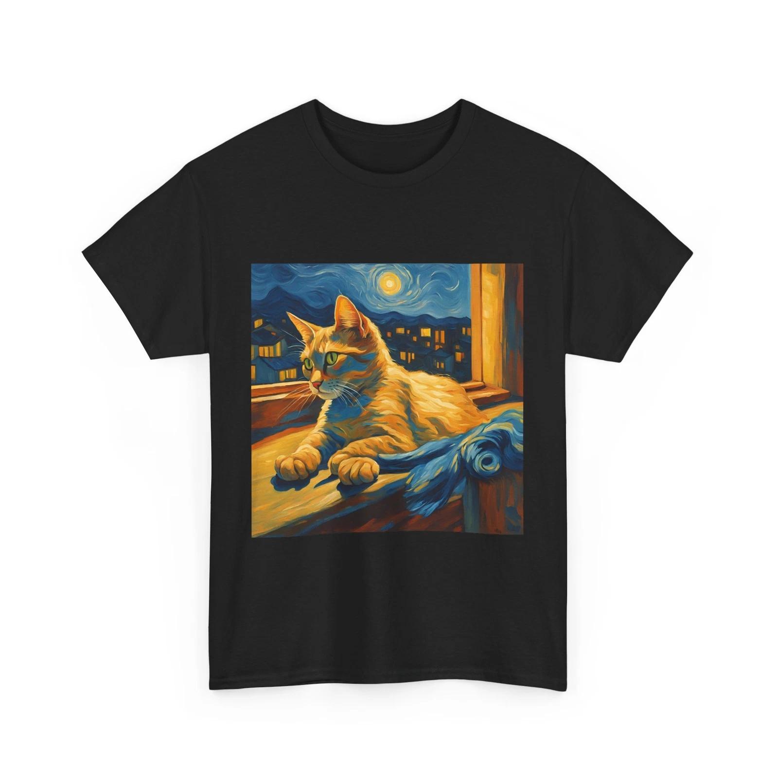 Van Gogh Cat Shirt | Van Gogh Starry Night Cat Shirt | Vintage Black Cat Shirt X 2XL