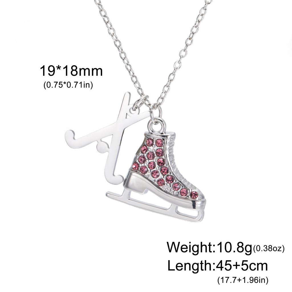 My Shape Colorful Rhinestone Ice Skate Shoes Pendant Necklace Hockey Charm Chains For Women Sports Fan Birthday Jewelry Gift