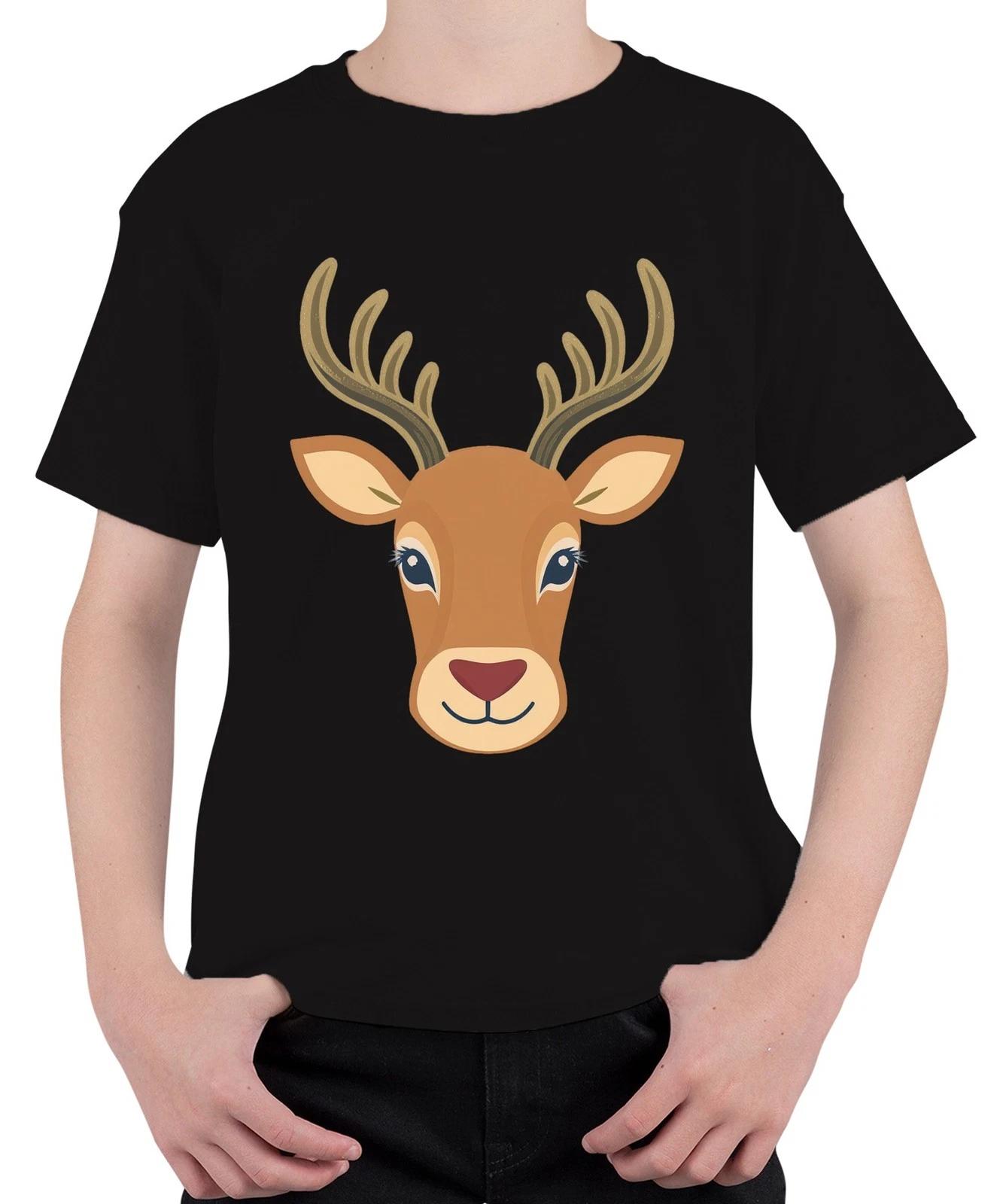 Hirschkopf Rehkopf Niedlich Kinder Waldbewohner Tiermotiv Boho Unisex Kinder T-S L