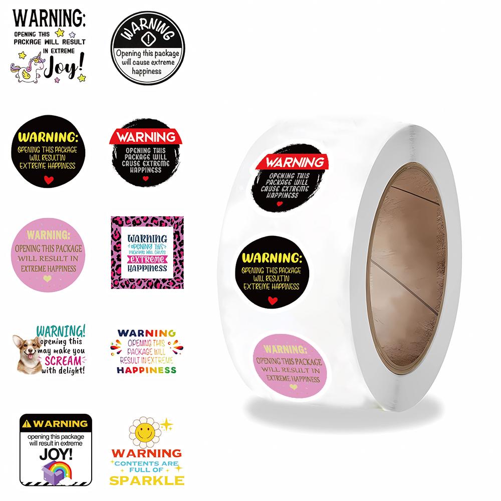 500PCS Warning Sticker Roll Stickers Motorcycle Motivational Laptop Word Funny Warning Decorative Student Stationery Stickers
