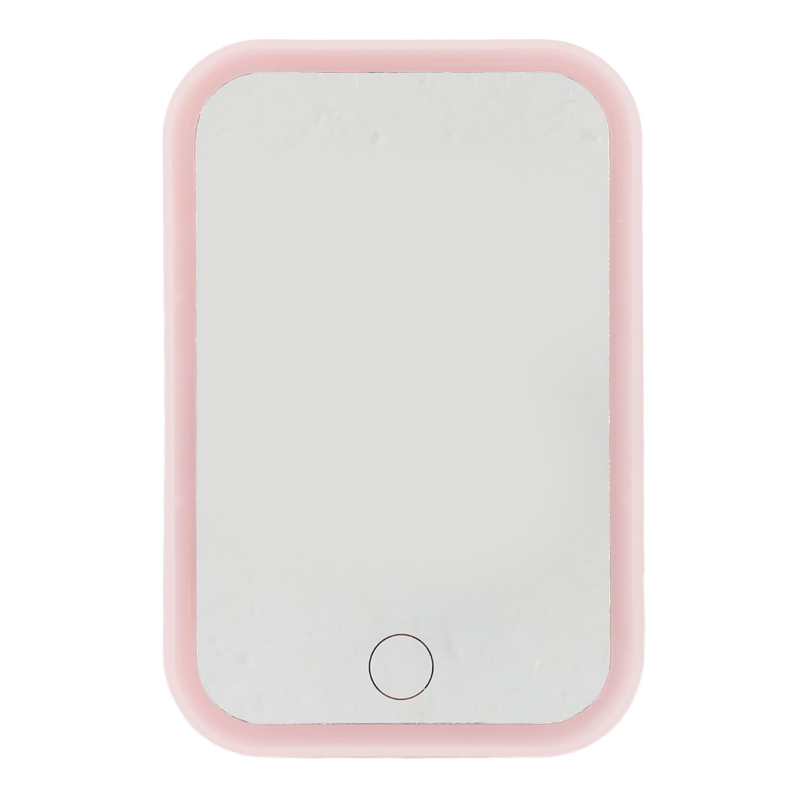 Зеркало для макияжа с подсветкой Розовое Светодиодное Сенсорное управление Квадратное зеркало Настольное Заполняющее Регулируемая яркость Вращающееся Зеркало для макияжа