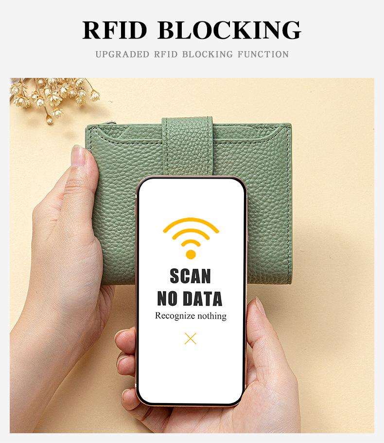 Damski portfel ze skóry naturalnej z blokadą RFID, z portmonetką i uchwytem na karty