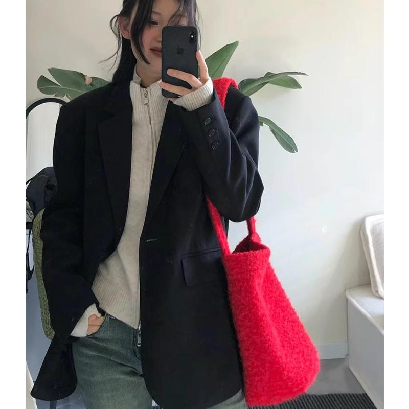 Women's High-End Grey Suit Jacket - Autumn 2025, Korean Style, Loose Casual Fit for Early Autumn