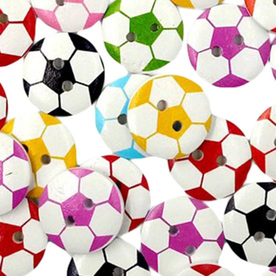 50 Stücke Runde Form 2 Löcher Fußball Fußball Holzknopf zum Nähen Scrapbooking