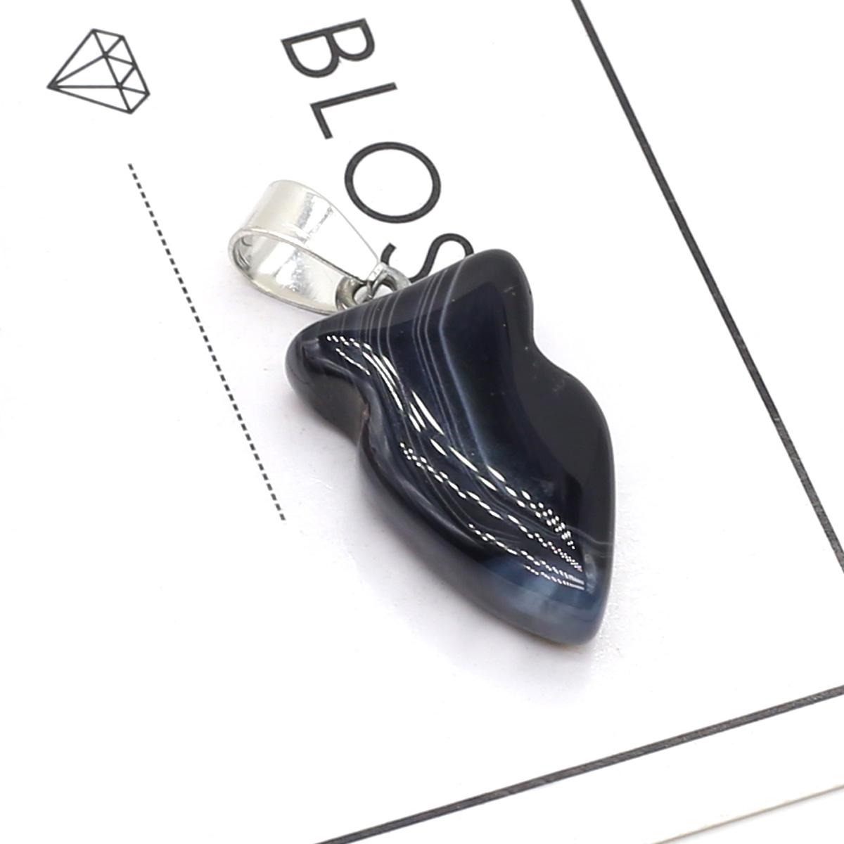 1 шт. в партии натуральный камень полосатый агат кулон в форме рыбы оникс подвески — фото 3