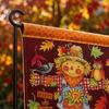 Linen Double Sided Garden Flag with Pumpkin Design for Fall Seasonal Outdoor Decoration 45 by 30 Centimeters Durable Fabric Yard Banner