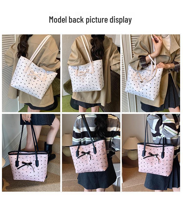 Women's Solid Color Bow Crossbody Bag - Large Capacity, Lightweight, Versatile Shoulder Bag for Commuting