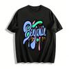 Lässiges T-Shirt im Street-Graffiti-Stil mit Benjamin-Print aus reiner Baumwolle