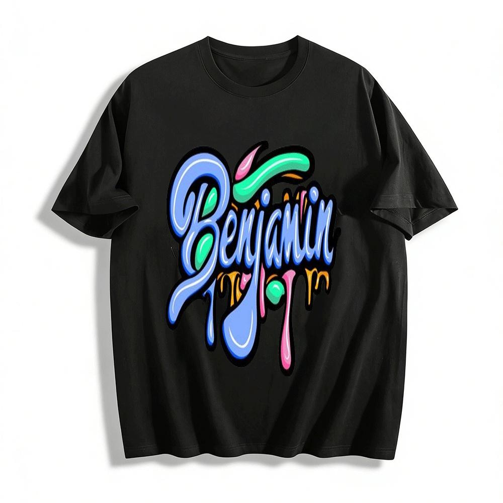 Street Graffiti Style Benjamin Print Casual Tee Pure cotton T-shirt XXS
