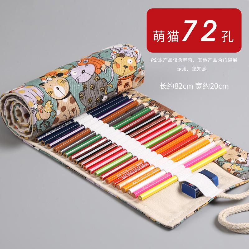 Canvas pen curtain children"s color cartoon pencil black storage bag national style stationery