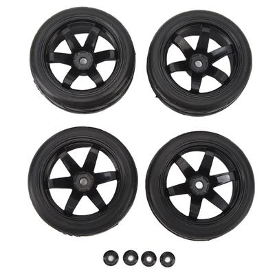 4pcs RC Car Tires 6 Spoke 12mm Hex 65mm Diameter 26mm Width Rubber Leaf Tire Patterns Strong Cushioning RC Off Road