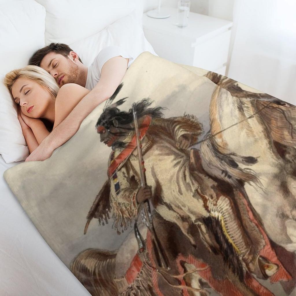 Blackfoot Indian Warrior Throw Blanket Summer Beddings Picnic Custom Soft Blankets