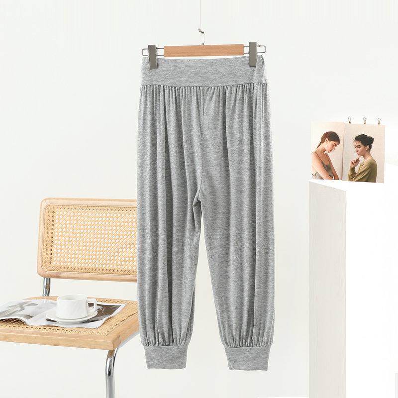Women's Capri Pants Summer Modal Lightweight Loose-Fit Casual Loungewear Elastic-Cuff Yoga Pants Sports Outwear