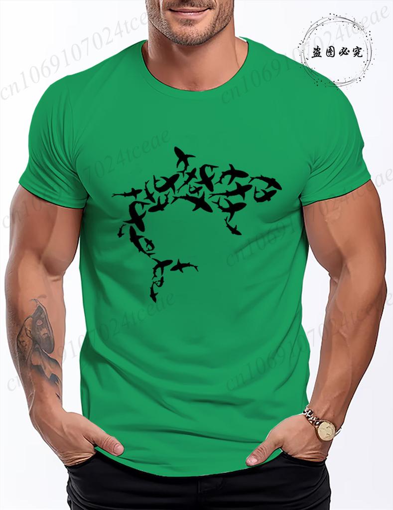 Men Womens Clothing Shark Print Tshirt Harajuku TShirt Streetwear Round Neck Top Short Sleeve Casual Summer Tee Shirt Clothes