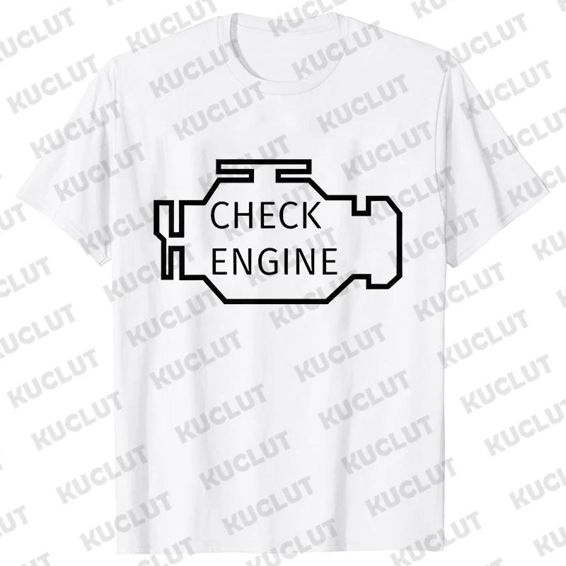 Oversized Men T Shirt Check Engine Oil Battery Print Harajuku Tshirt Hiphop Summer Streetwear Mechanic Repair Tshirt Y2k Top