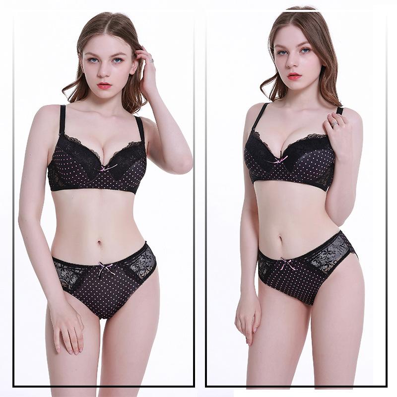 Sexy Gathering Bra Set Lace Fashion Comfortable Bra Skin-friendly Breathable Underwear