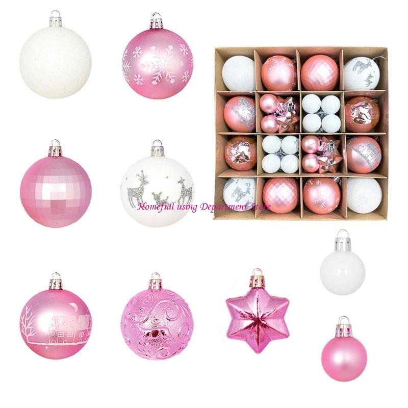 42pcs Delicate Holiday Sphere Baubles Set for Christmas Tree Hanging Decoration