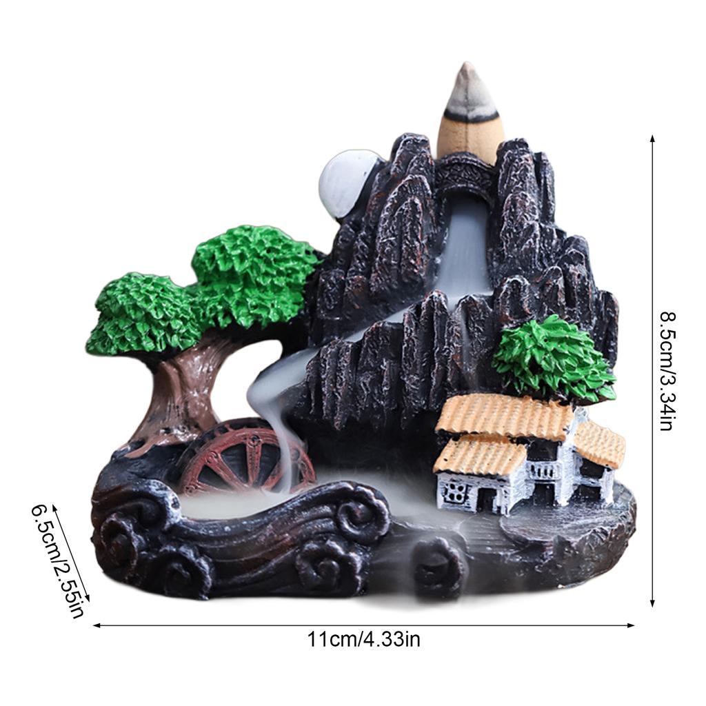 Resin Ceramic Backflow Incense Burners Home Decor Diffuser with Unique Smoke Downward Flow Design for Living Room Bedroom