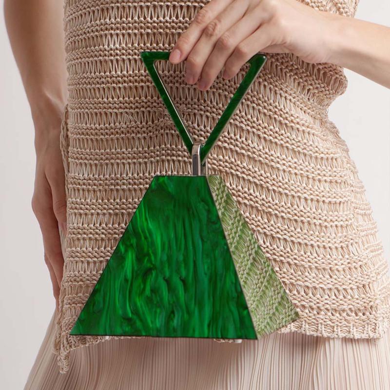 

2025 Fashion Brand Women Triangle Shape Box Acrylic Evening Bag Luxury Designer Clutch Purses And Handbags Wedding Party Bag