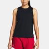 Under Armour Solid Logo Reverse Design Round Neck Vest Women Tops Black 1383363-001