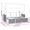 Outdoor 3 Seater Sofa with Canopy and Footstools Black Poly Rattan