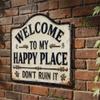 Welkom Bij Happy Place Bord Muurdecoraties Welkom Bord Voor Voordeur Houten Hangende Muurdecoraties Slaapkamer Huisdecoraties