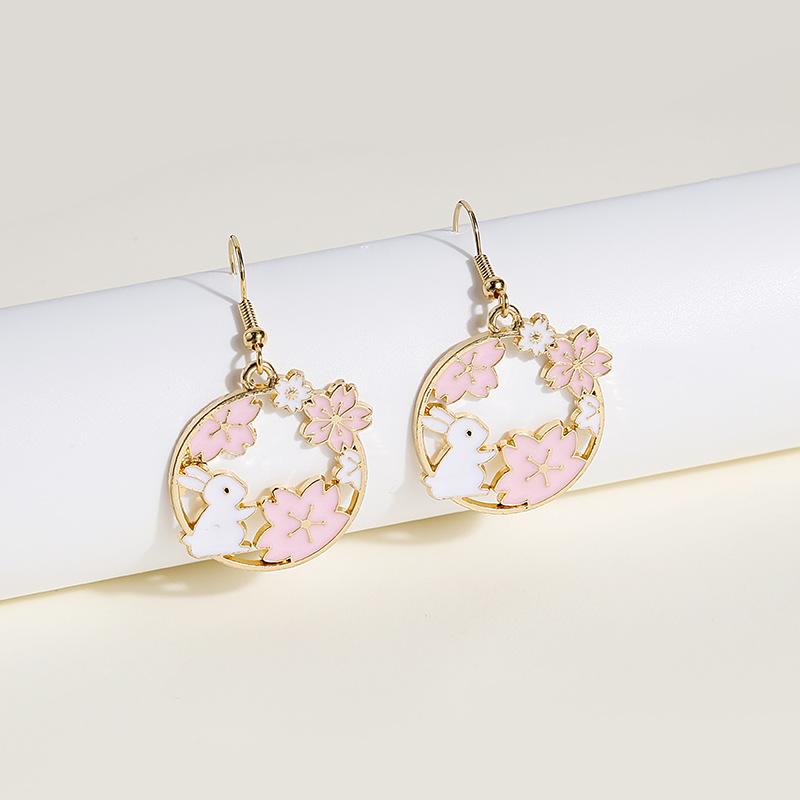 Fashion Cute Fox Koi Cat Rabbit Earrings for Women Girls Sweet Cartoon Enamel Painted Animal Earrings Jewelry Gift