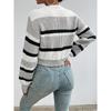 2026 Autumn and Winter Hot Sale New Acrylic Loose Drop Shoulder Round Neck Color Matching Knitted Long Sleeve Ladies Sweater