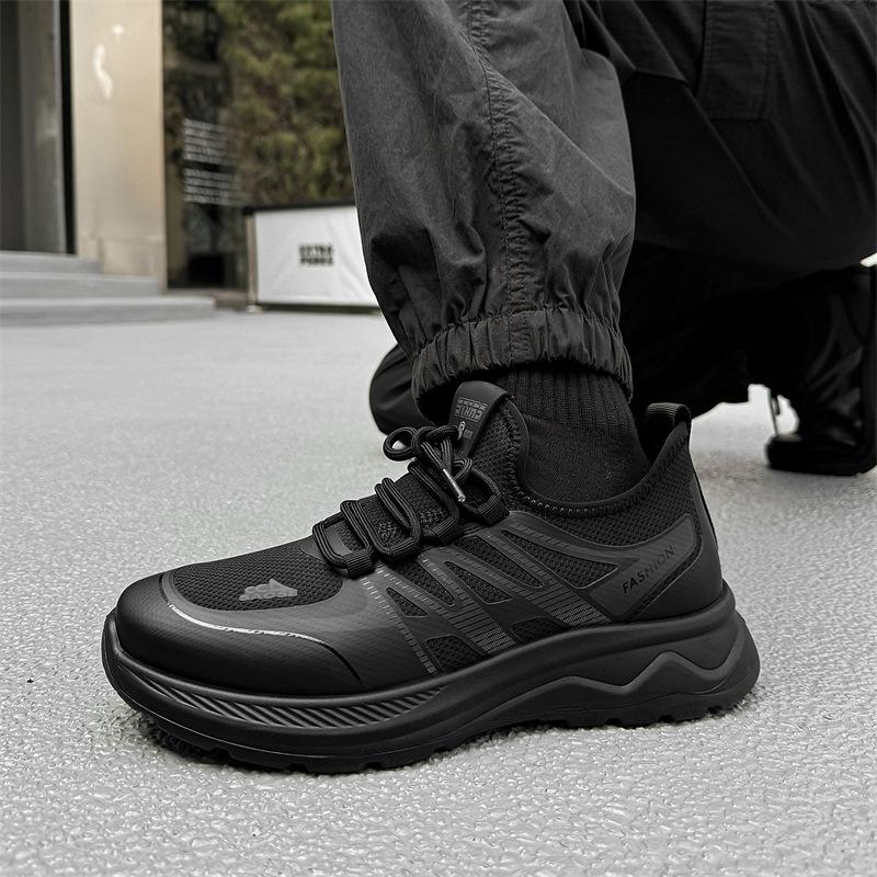 

Мужская обувь 2025 весна новая повседневная с круглым носком на шнуровке спортивная легкая уличная мужская одинарная обувь 98812-J 44 чёрный