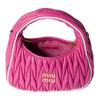 MIU MIU Wander Series Logo Falten-Design Nappaleder Schulter-Crossbody-Tote-Tasche Damenhandtaschen Kirschrot Weiß 5BC125_2IBS_F0F6W_V_OOF