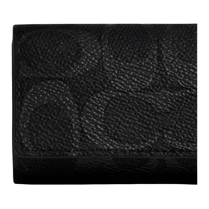 Coach Six Ring Key Case With Snap Closure Coated Canvas And Calfskin Women accessories Black CW718-OY2