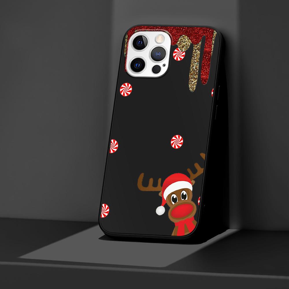 Phone Case for Apple iPhone 14 11 13 Pro Max 12 Mini XR 7 8 + SE 2020 XS 6 6s Plus 5 5s Christmas New Year Gifts Elk Snow Cover