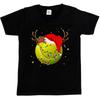 1Tee Kids Girls Christmas Tennis Ball Santa Hat and Reindeer Antlers T-Shirt