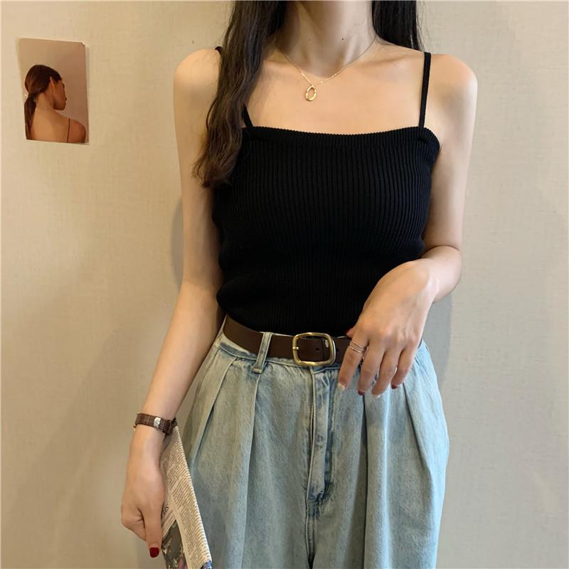 Summer New Women's Korean Version of All Matching Slim Sexy Spice Simple Knit Small Vest Bottom Halter Top