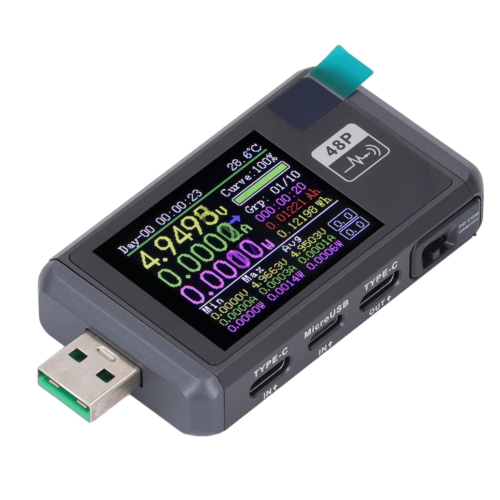 

USB Мультиметр 6-розрядний Вимірювач напруги та струму Ємність батареї Тестер внутрішнього опору кабелю з