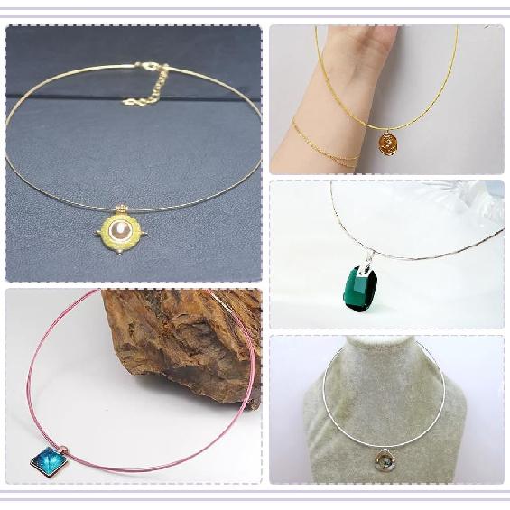 UNICRAFTALE 8 Colors 64pcs 17.5inch Stainless Steel Necklace Wire Cord Choker Chain with Brass Screw Clasp Wire Necklace Chains Wire Necklace Cord