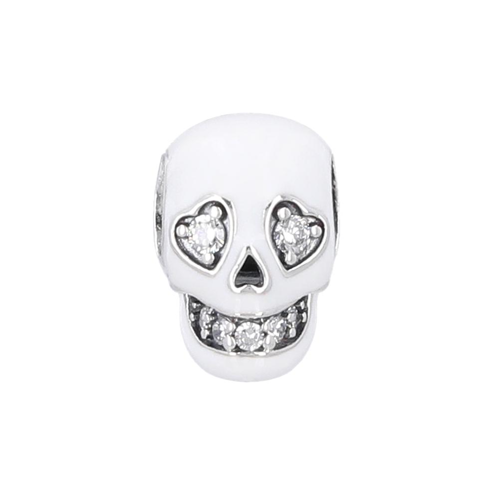 Pandora Moment Glow In The Dark sparklIng Skull Silver Charm 792811c01
