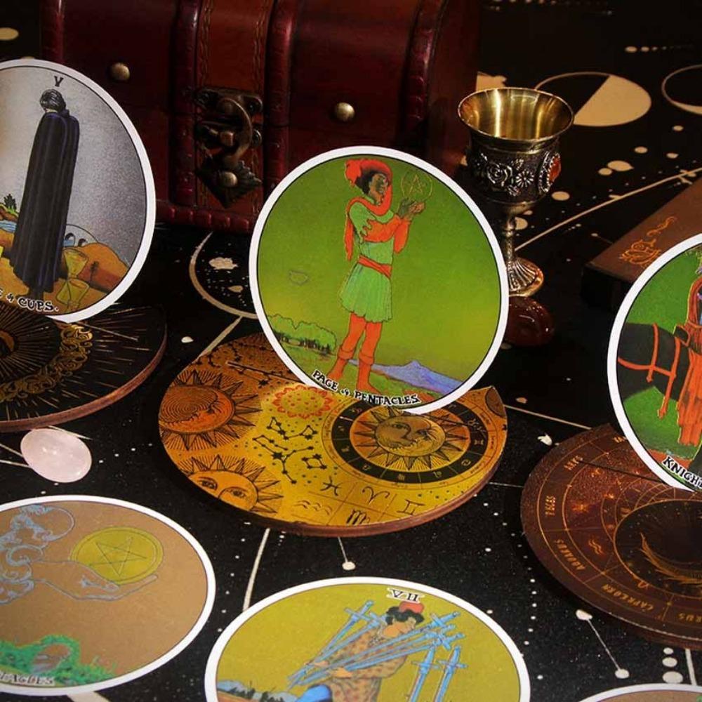 PVC Classic Learning of Plastic Circular Card Deck Tarot Games 10x10 Cm Waterproof 78 Pcs Cards