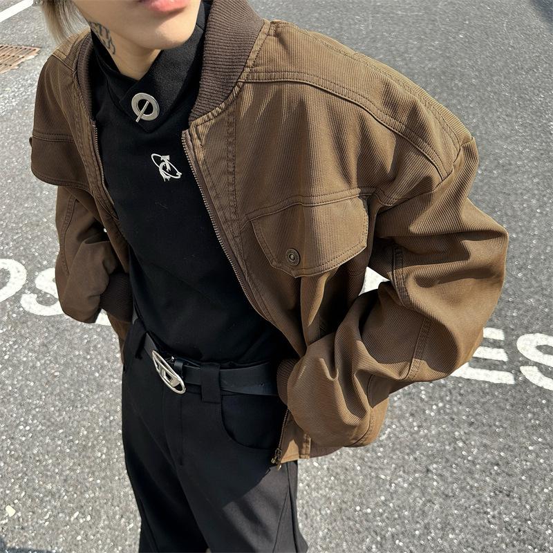 Men's new cargo jacket men's spring and autumn new American retro baseball uniform old jacket top