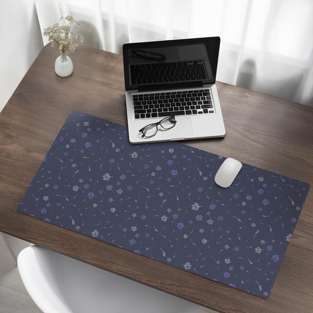 Tabletop Protective Mat with a Fashionable Floral Night Pattern Print 100x50 Cm