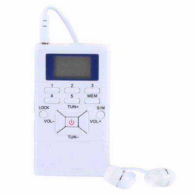 Mini Portable LCD FM Radio Digital Signal Processing Wireless Receiver With Earphone White