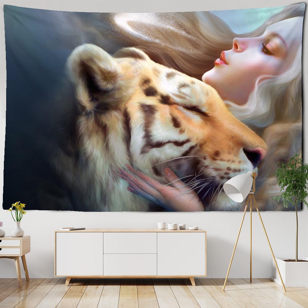 

Настенный гобелен «Красавица и чудовище», первобытный лес, гармоничный природный пейзаж, богемный хиппи, красивый декор для спальни 230x180CM