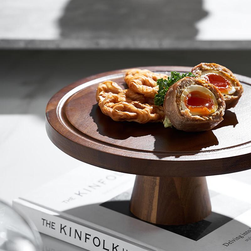 Wooden High-Foot Cake Stand and Dessert Tray with Lid