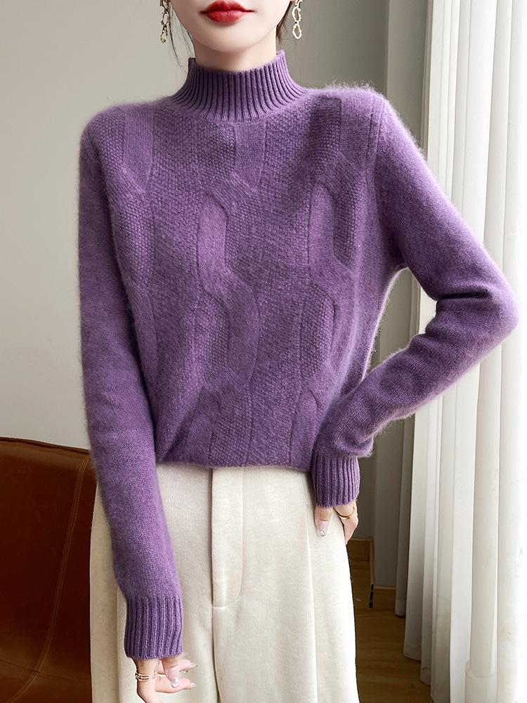 Three-Dimensional Cable Knit Pure Wool Sweater – Autumn/Winter Essential for Warmth & Style