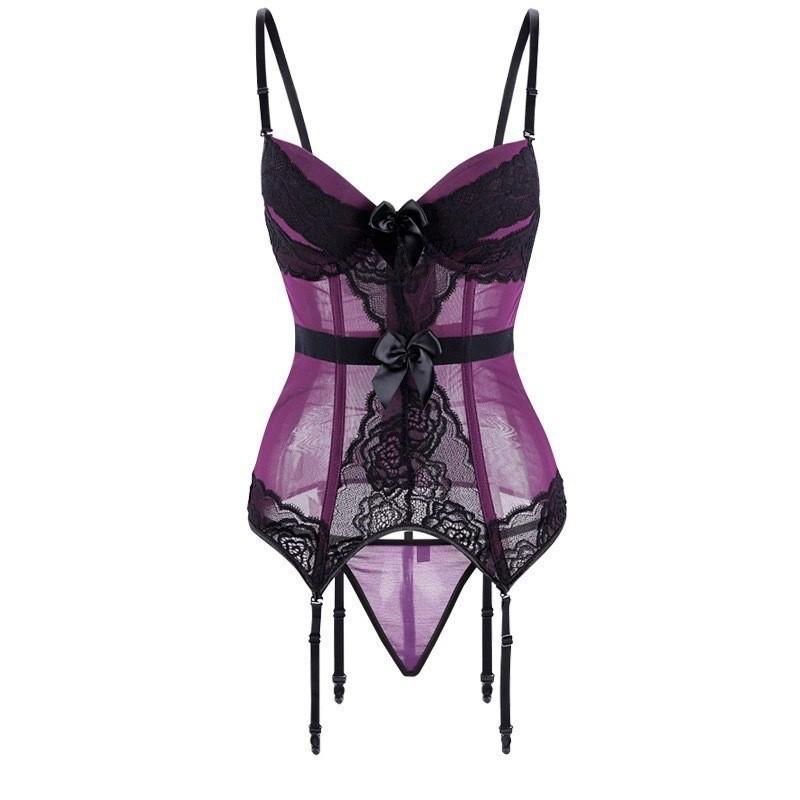 Sexy lingerie female sexy purple slim one-piece slim and thin, free of pure desire, small breasts and big vest