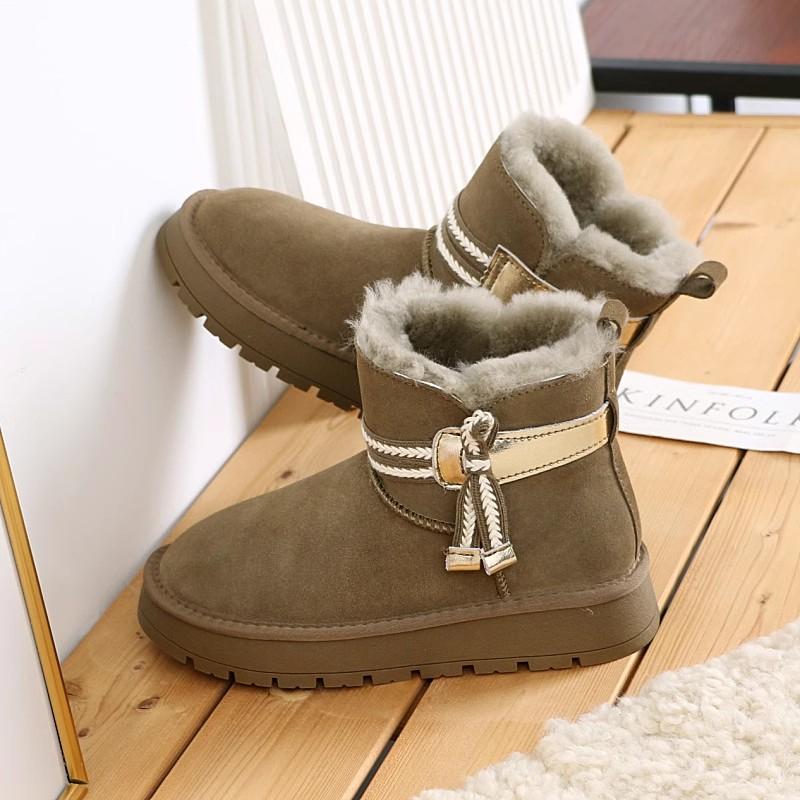 Fashion 2024 Long Plush Platform Snow Boots for Women Faux Suede Non Slip Cotton Padded Shoes Woman Winter Thick Soled Warm Ankle Boots