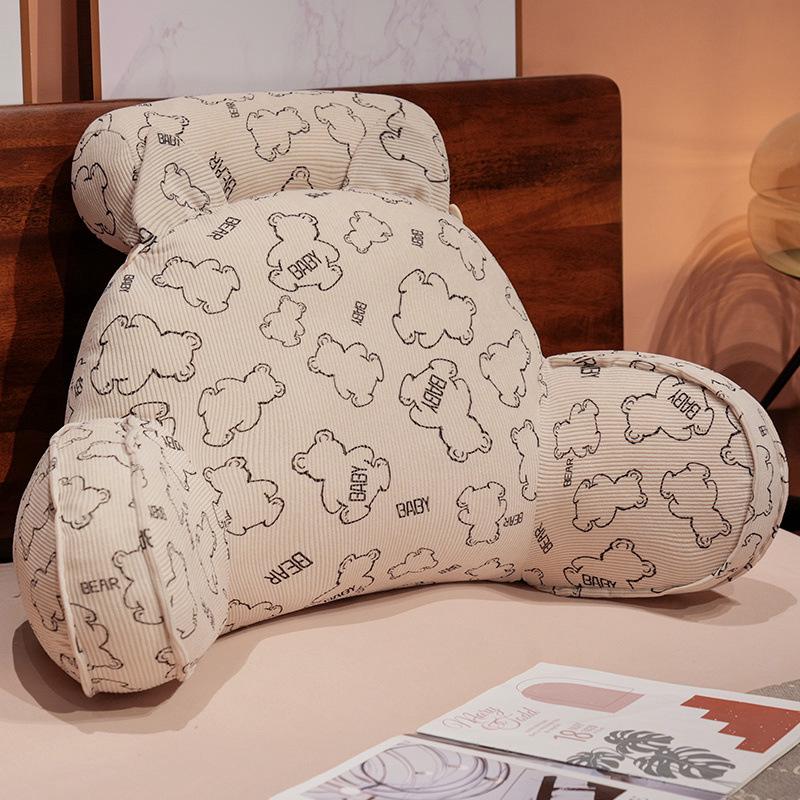 Ice Bean Cartoon Bedside Cushion: Soft Lumbar Support Pillow for Reading and Lounging