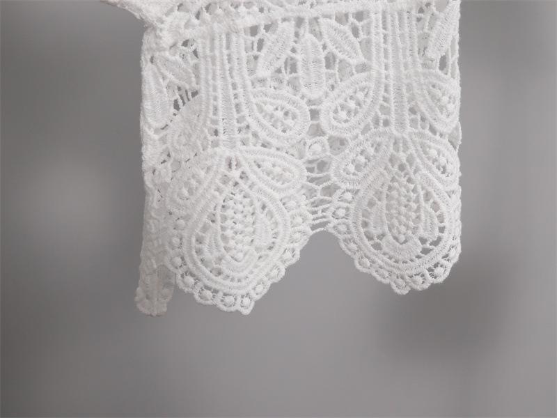 Hollow Knitwear Women's Loose Summer Crochet Cover-up - Korean Style Five-Sleeve Pullover Top