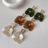 Simple Retro Acrylic Flower Tassel Earrings with S925 Silver Needle - High-End Statement Jewelry