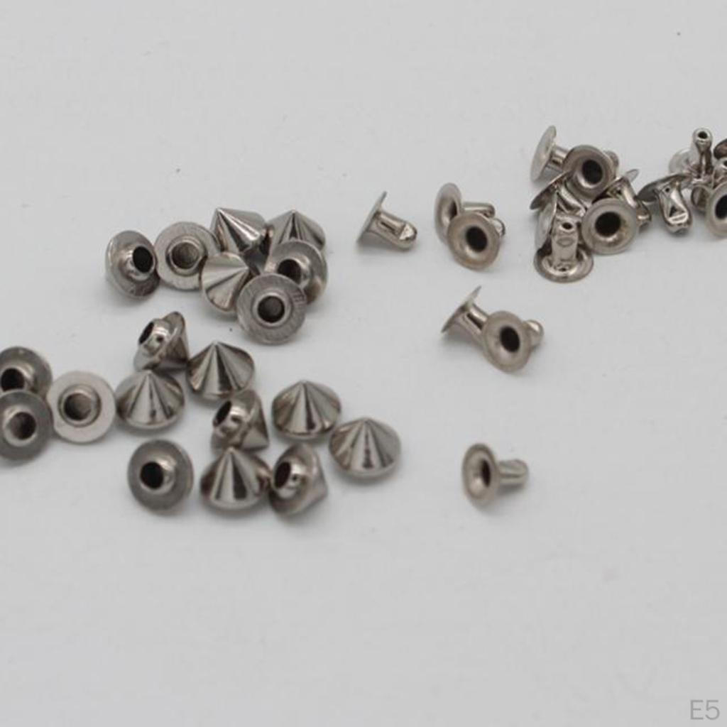 20 nitar Assorted Kit Rund kon Dekorativt 7 mm gör-det-själv-läderhantverksdubbar